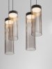 Lampa wisząca wielopunktowa LED szklane tuby szara z wgłębieniami dekoracyjna klasyczna minimalistyczna Luces Exclusivas